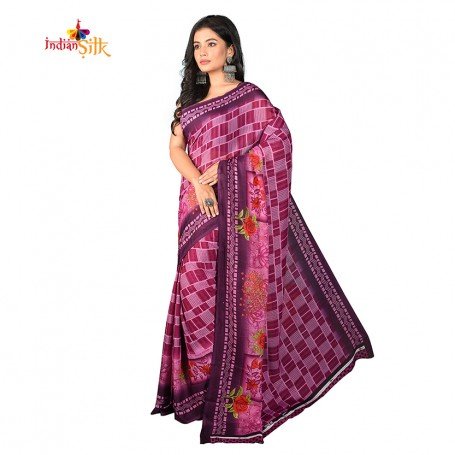 SF-Purple color Soft Lichi Silk saree