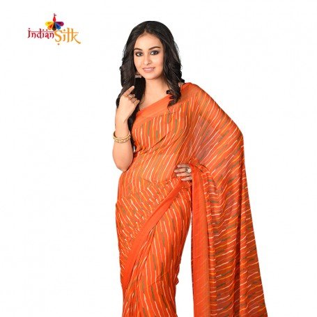 Handloom Cotton Silk Gadwal Saree in Mustard Orange : STGA457