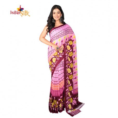 Elevate Your Style with Vibrant Violet Pure Soft Silk Saree and Matchi –  Glamatyou Fashion