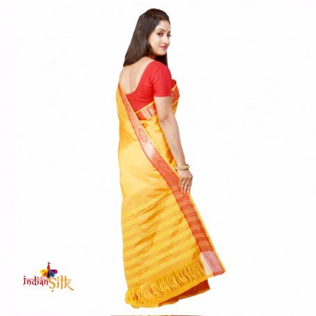 Yellow pattu kanichipuram south indian Saree for woman – Amirat