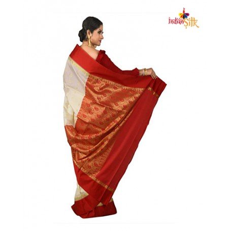 Garad — pure silk sari with red borderGarad — pure silk sari with red  border | Cinematic Illusions